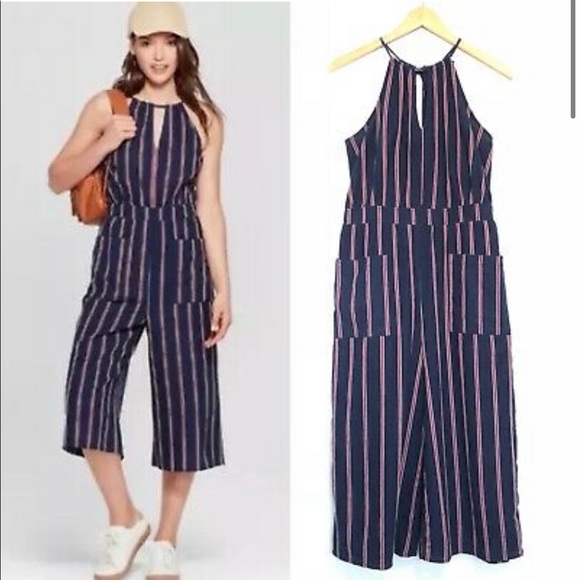 Universal Thread Pants - Navy Wide Leg Jumpsuit